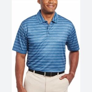 Pebble Beach Men's XXL Blue Striped Dry Luxe Polo Shirt